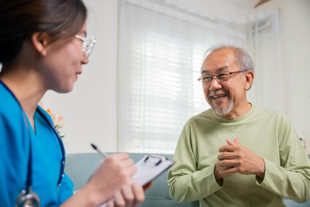 A doctor is checking a patient