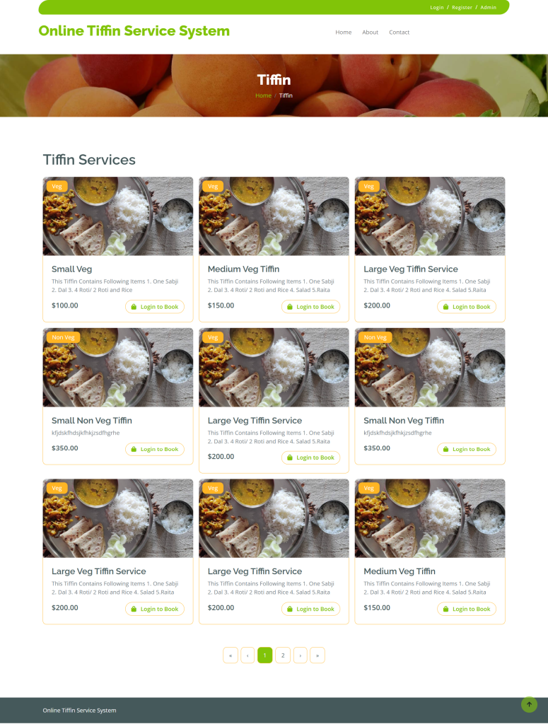 Tiffin Booking System Project in Django